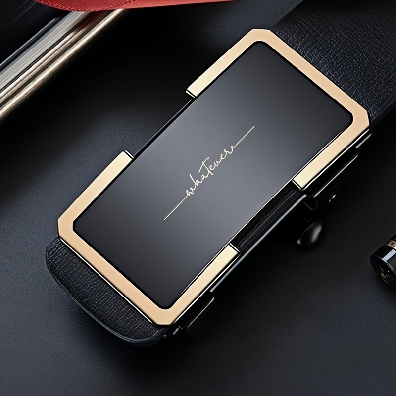 Men's Stylish PU Belt with Automatic Alloy Buckle